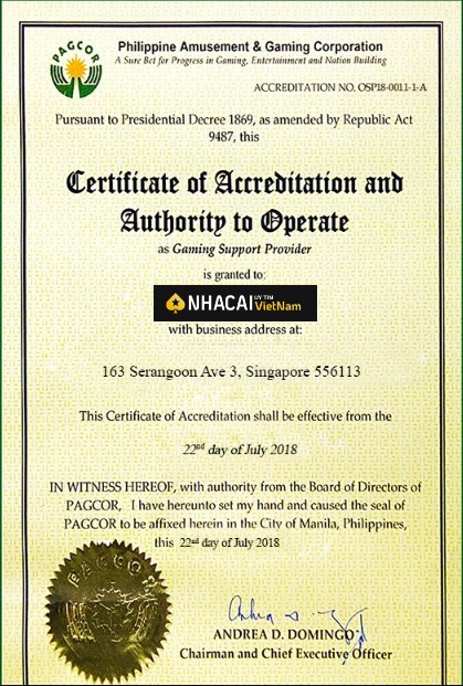 giấy phép cá cược Pagcor