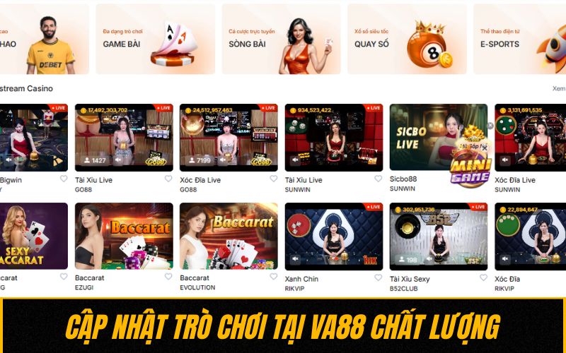 Cập nhật trò chơi VA88 chất lượng