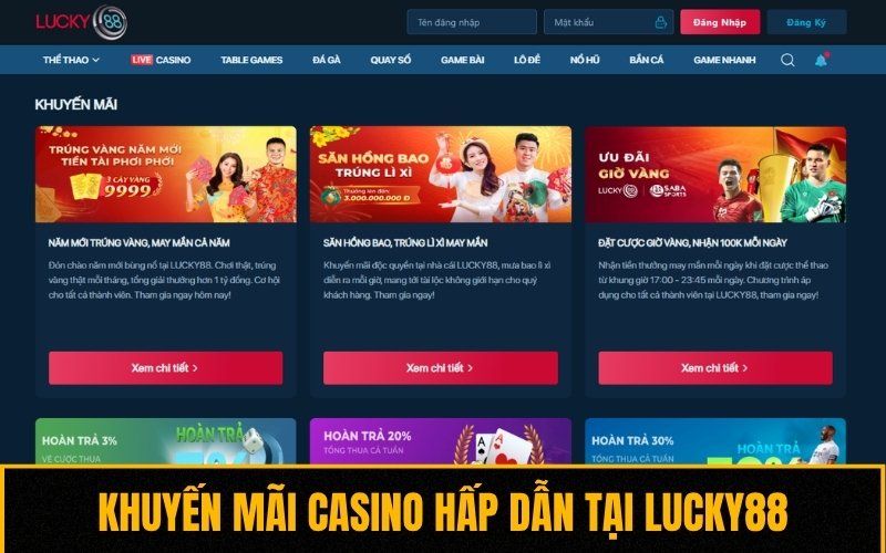 Một vài khuyến mãi dành riêng cho người chơi Casino của Lucky88