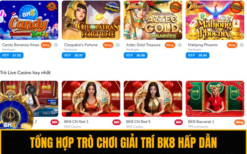 Tổng hợp trò chơi giải trí BK8 hấp dẫn